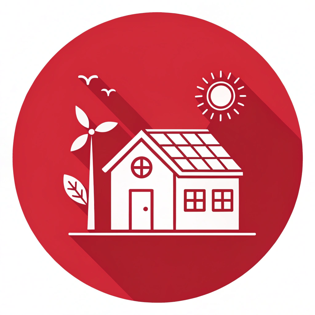 icon design house with solar panels simple white