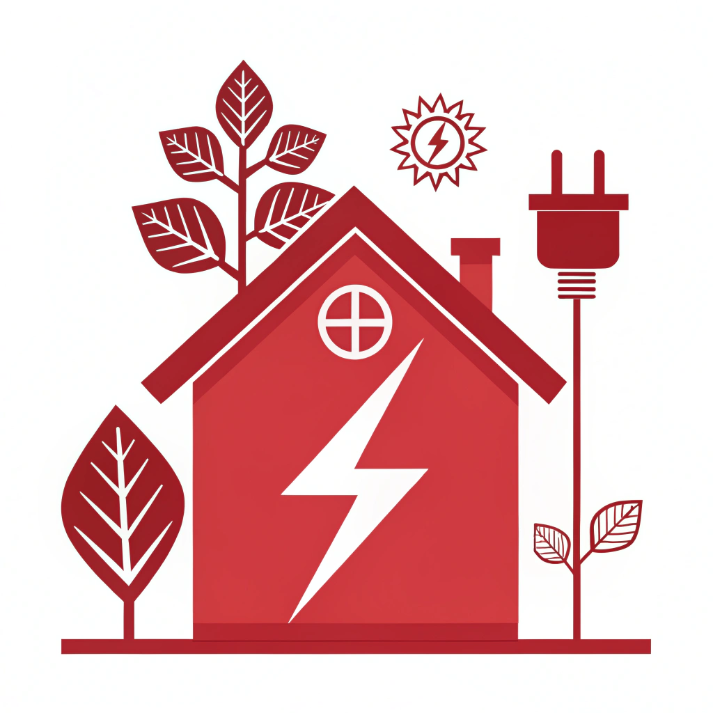 red house icon lightning bolt symbol energy effi