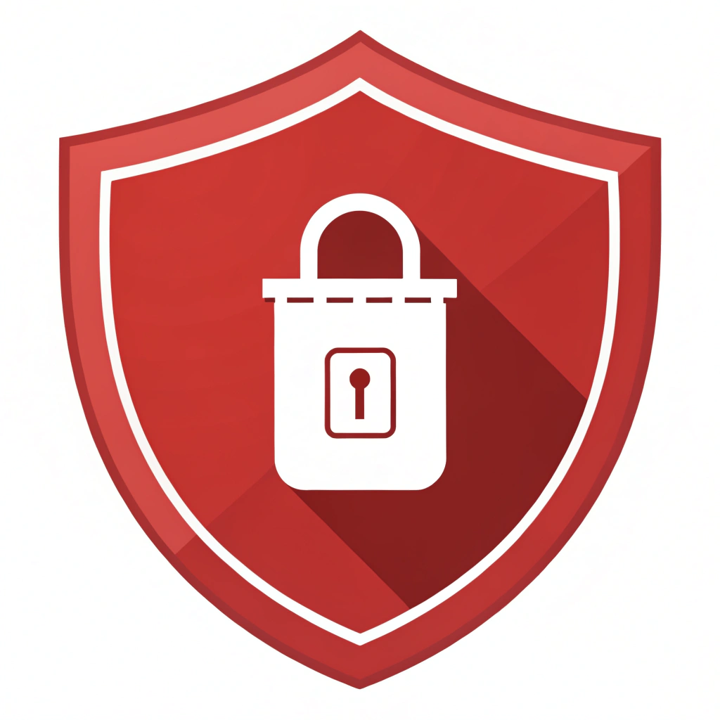 red shield icon white padlock symbol dumpster lo